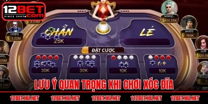 Một số lưu ý quan trọng khi chơi xóc đĩa tại cổng game 12BET
